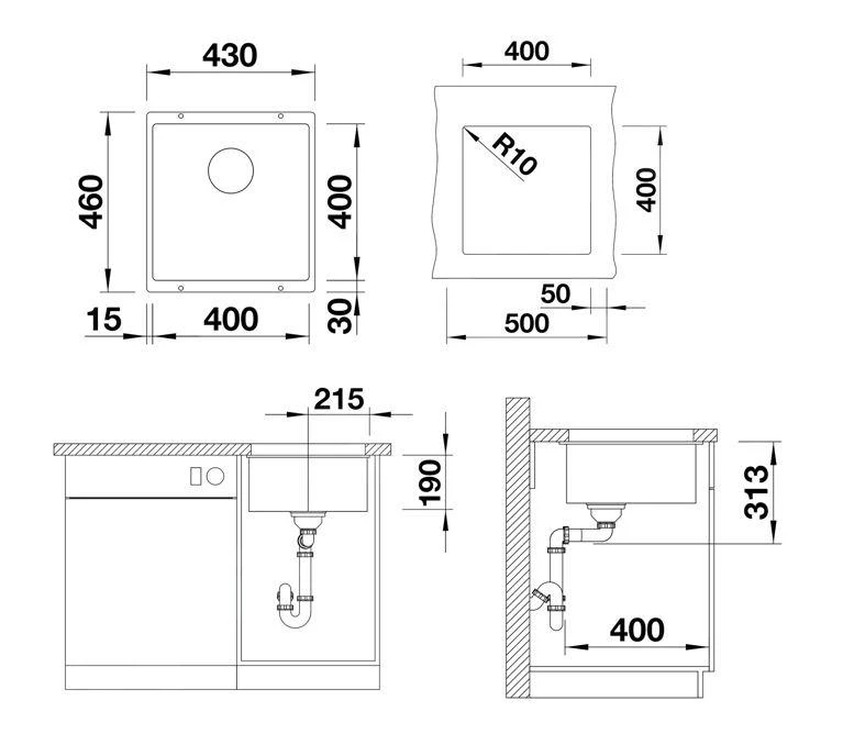 Blanco Subline 400 - Fregadero De Silgranite, 430x460 Mm, InFino, Blanco Suave 527166 2 Blanco Subline 400 - Fregadero De Silgranite, 430x460 Mm, InFino, Blanco Suave 527166 - Imagen 2