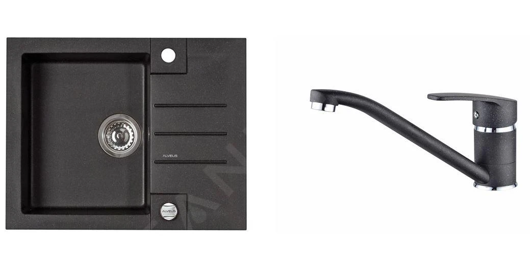 Alveus Conjuntos De Cocina - Conjunto De Fregadero Rock 30 Y Grifo Nina, Carbon SETA042 1 Alveus Conjuntos De Cocina - Conjunto De Fregadero Rock 30 Y Grifo Nina, Carbon SETA042