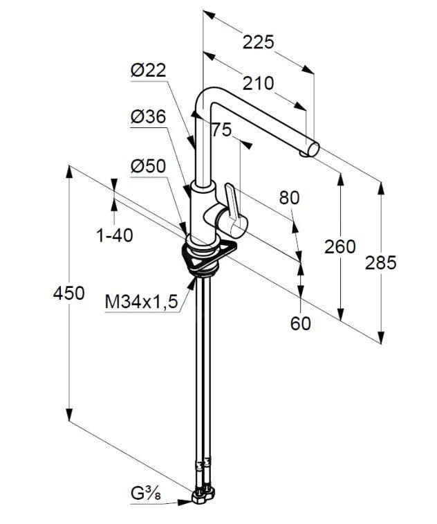 Kludi L-ine S - Grifo De Fregadero, Negro Mate 408033975 2 Kludi L-ine S - Grifo De Fregadero, Negro Mate 408033975 - Imagen 2