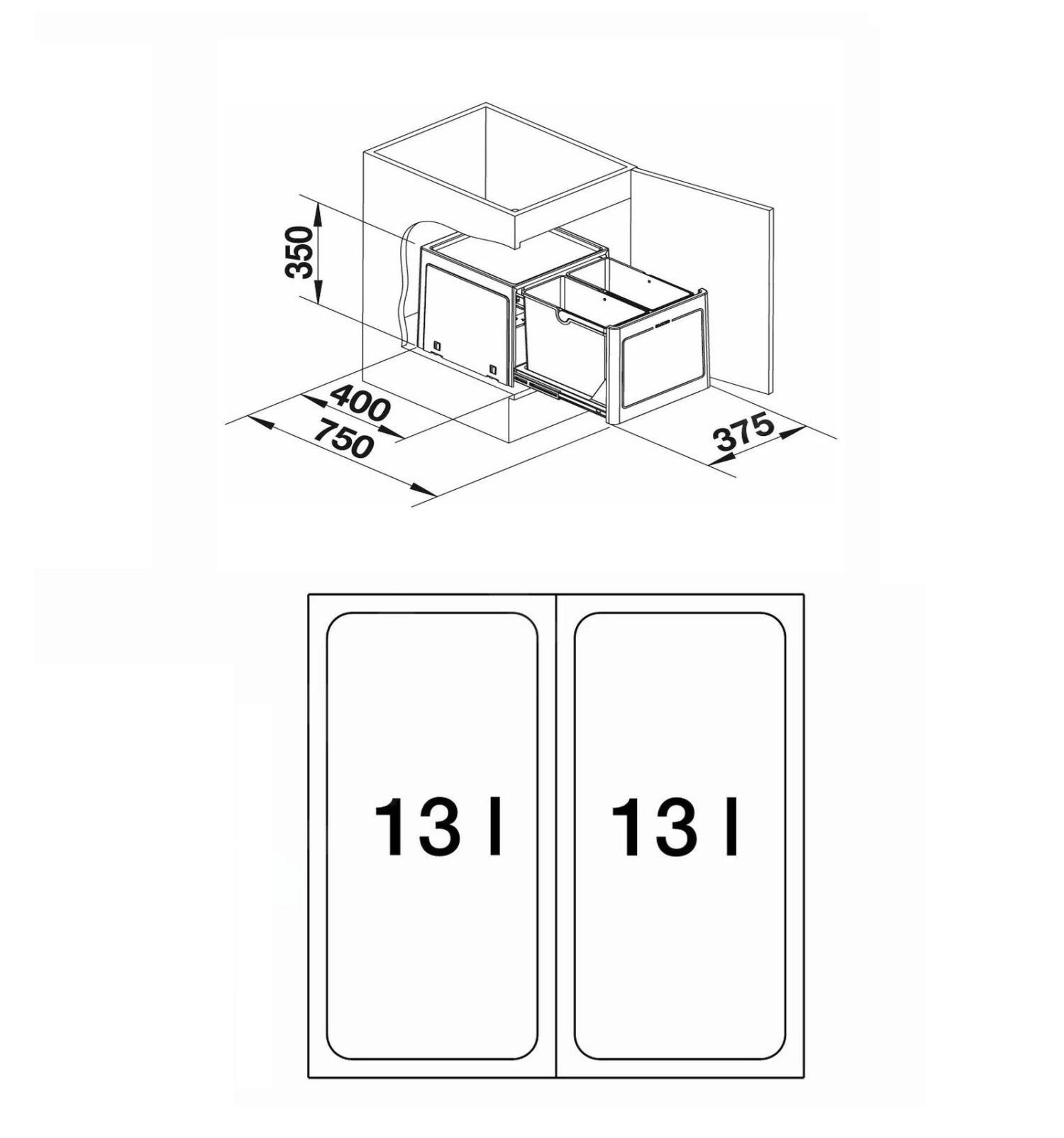 Blanco Botton Pro - Cubo De Basura Extraíble, Con Separación, Capacidad 26 L 517467 2 Blanco Botton Pro - Cubo De Basura Extraíble, Con Separación, Capacidad 26 L 517467 - Imagen 2