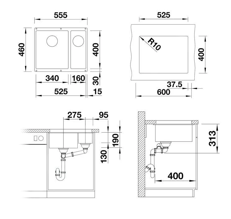 Blanco Subline 340/160 - Fregadero De Silgranite, 555x460 Mm, Seno A La Derecha, InFino, Blanco Suave 527163 2 Blanco Subline 340/160 - Fregadero De Silgranite, 555x460 Mm, Seno A La Derecha, InFino, Blanco Suave 527163 - Imagen 2
